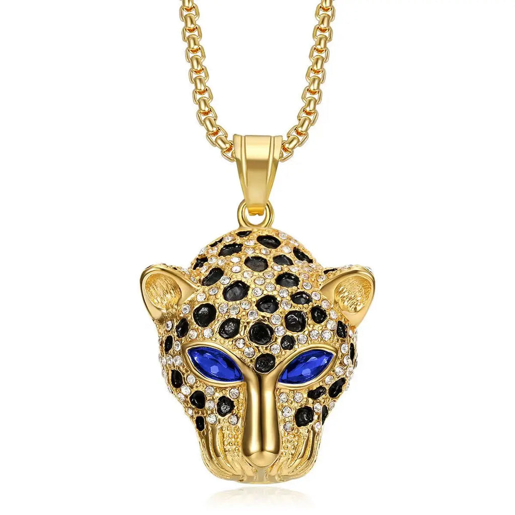 Vintage Leopard Head Pendant Necklace — Stainless Steel