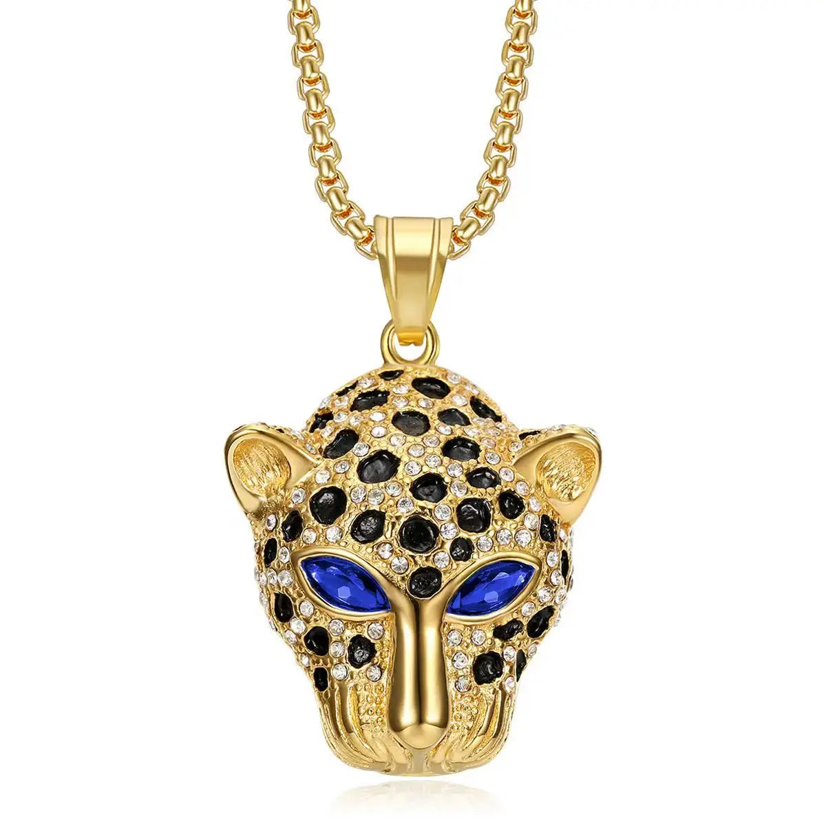 Vintage Leopard Head Pendant Necklace — Stainless Steel