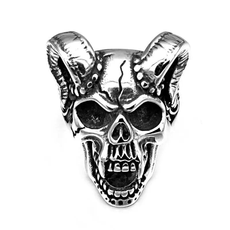 Skull Demon Steel Ring European American Retro