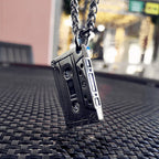 Punk Hip Hop Cassette Necklace Vintage Stainless Steel Men Necklace Chain Fashion Nightclub Rock Jewelry Gift