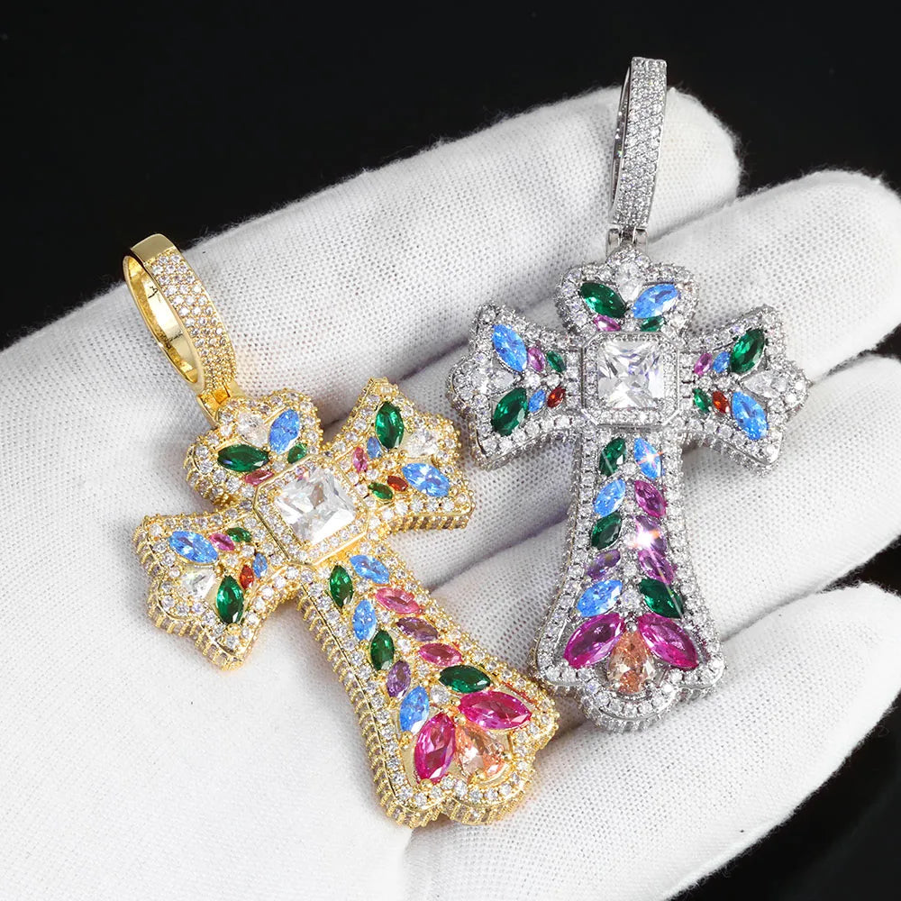 Iced Cross Pendant Necklace