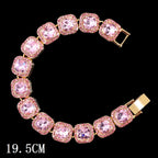 Hip Hop Full Crystal Heart Tennis Chain Bracelets for Men Women Bling Square Rhinestone Cuban Link Chain Bracelet Luxury Jewelry