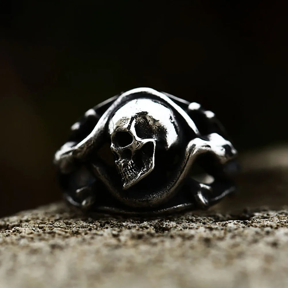 Unique Creative 316L Stainless Steel Skull Ring For Men Women Punk Fashion Snake Rings Personality Amulet Jewelry