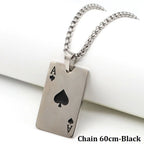 Hip Hop Statement Stainless Steel Poker Card Ace of Spades Necklace For Women Men Boys Playing Cards Chain Pendant Jewelry Gifts