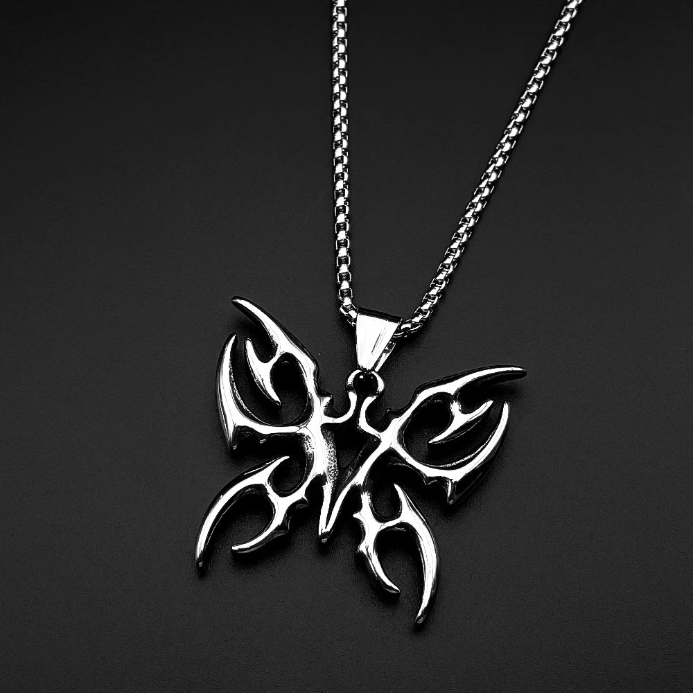 Fire Totem Butterfly Silver Chain Necklace