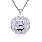Iced Out Bitcoin Pendant — 925 Silver