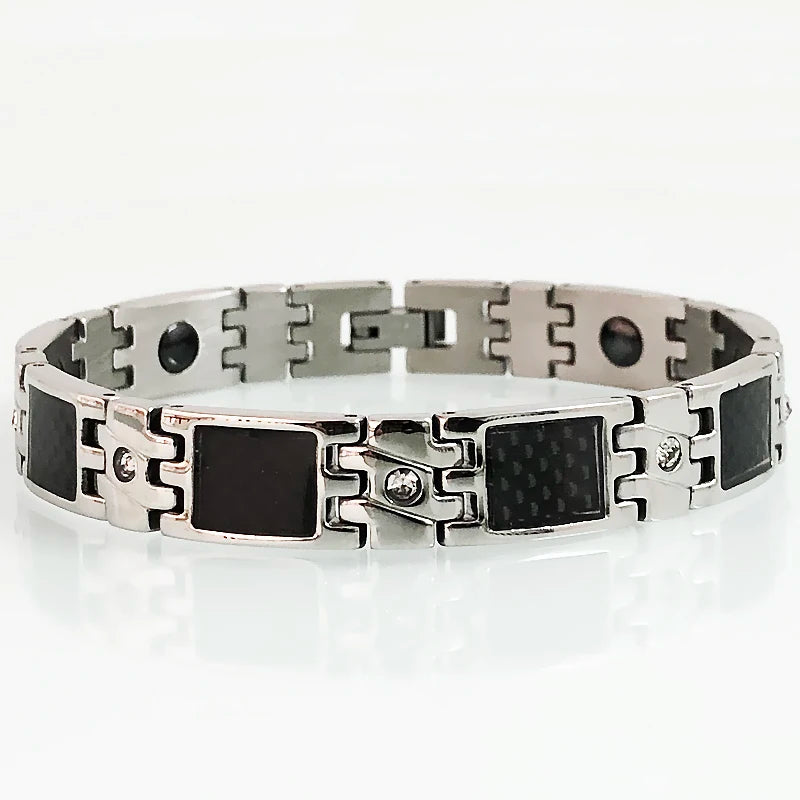 10MM Wide Chain Men's Bracelets Stainless Steel With Magnetic Hematite Stone Bracelet for Men Male Jewelry Healthy Care