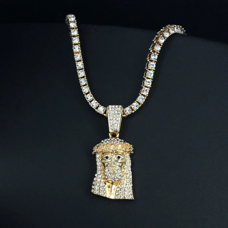 Iced Out Jesus Tennis Chain Necklace 4mm