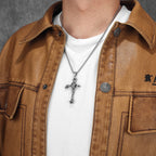 Viking Crow Bone Cross Men Necklaces Stainless Steel Amulets Pendant Chain Women Fashion Jewelry Punk Accessories Gift Wholesale