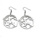 Bat Silver Earrings Goth Magic Cartoon Witch Broom