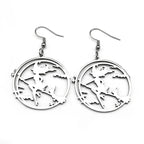 Bat Silver Earrings Goth Magic Cartoon Witch Broom