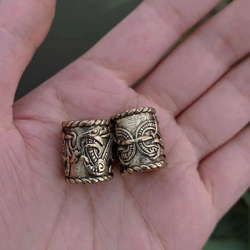 4pcs Viking Dragon Hair Braid Beads — Silver-Tone