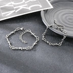 Kalen Vintage Stainless Steel Twisted Barbed Wire & Wrapped Cuban Bracelet Men‘s Adjustable Gothic Punk Women’s Wrist