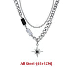 Hip Hop Zircon Cross Pendant Necklace For Man Woman Luxury Titanium Steel Non-Fading Clavicle Sweater Chain Couple Jewelry