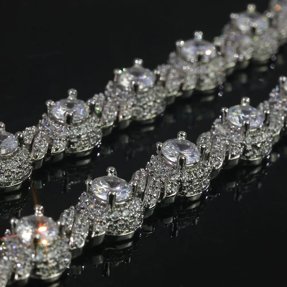 Gold Cuban Bracelet Iced Out 7.5MM Round Bead