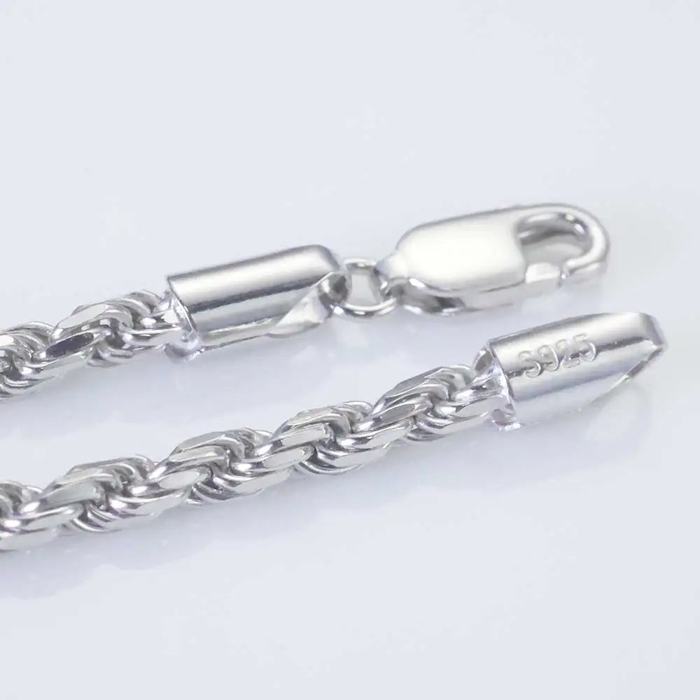 Two-Tone 925 Silver Rope Chain Necklace 3/5MM PVD