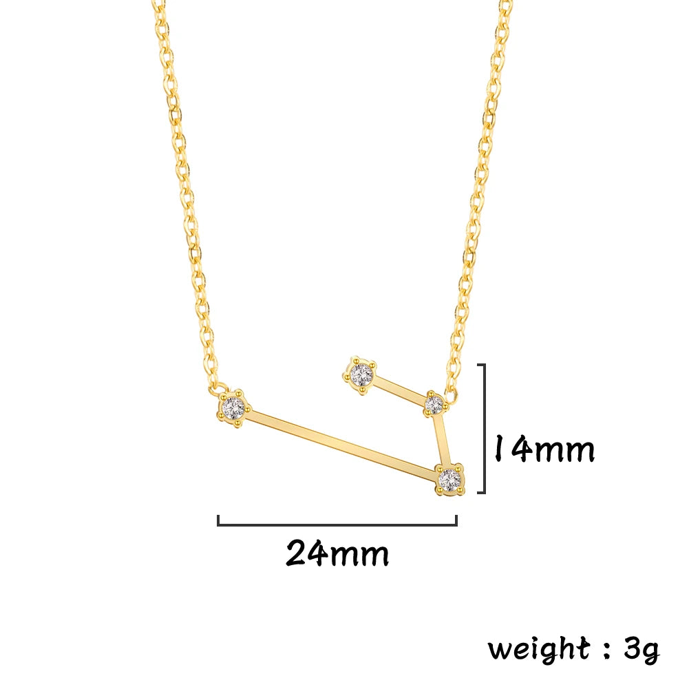 Unift Clear Zircon Zodiac Constellation Women Necklaces Star Sign Pisces Aries Taurus Pendant Fashion Horoscope Amulet Jewelry