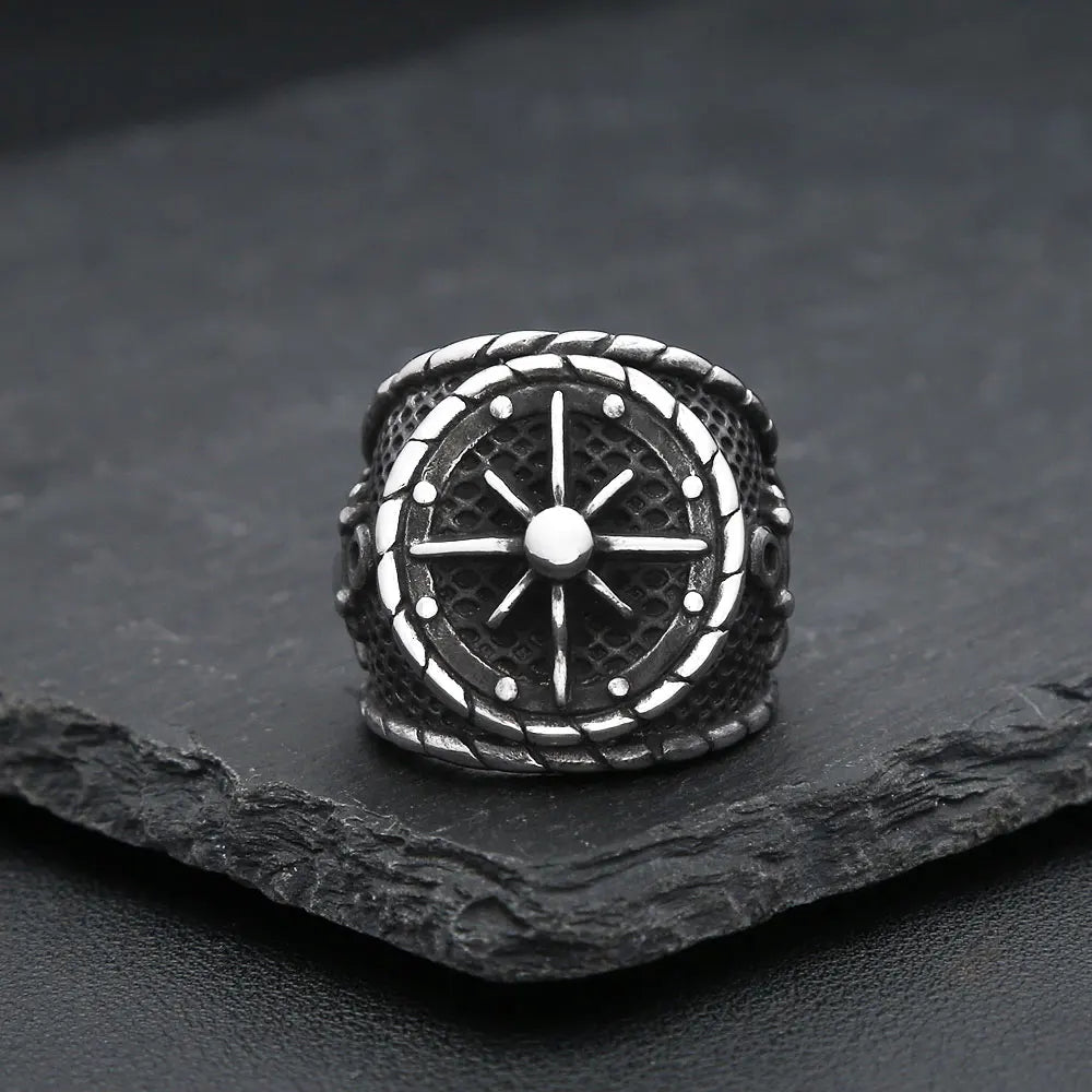 Viking Odin Compass Ring — Stainless Steel