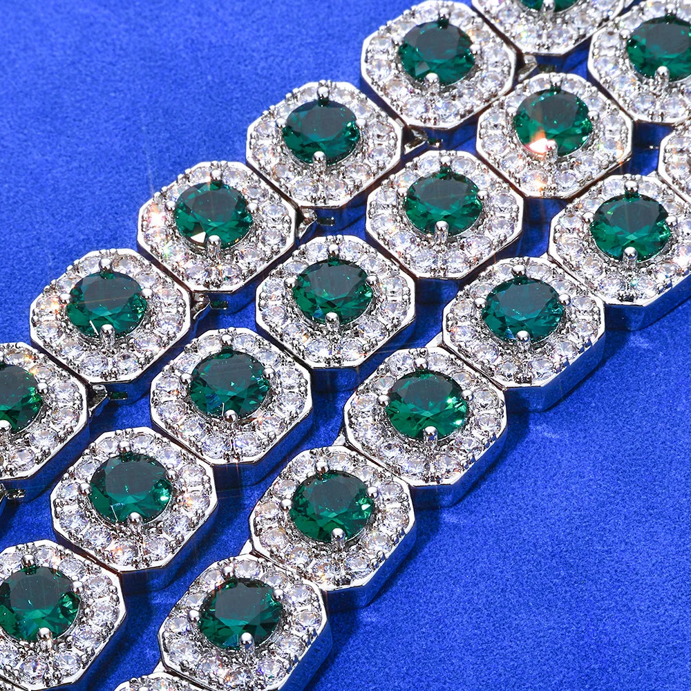 Tennis Bracelet Stainless Steel Emerald Crystal