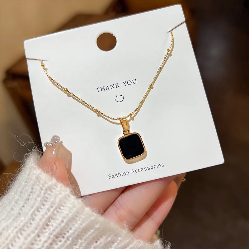 Simple Geometric Pendant Necklaces for Men Women Rectangle Stainless Steel Jewelry Cadenas Para Hombre Collares Para