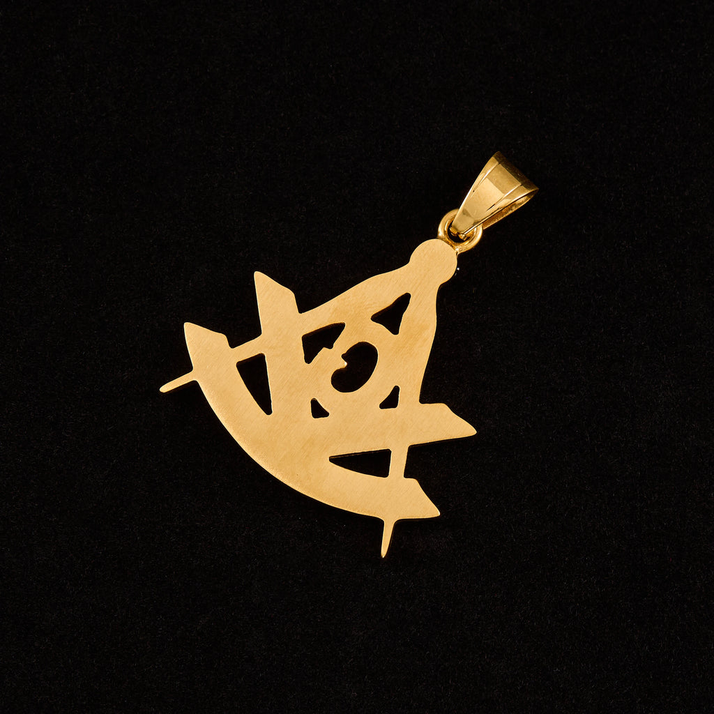 Drop shipping Hip Hop Iced Out Masonic with rhinestone Pendant Necklace Chain Gold Color Stainless Steel Freemason