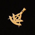 Drop shipping Hip Hop Iced Out Masonic with rhinestone Pendant Necklace Chain Gold Color Stainless Steel Freemason