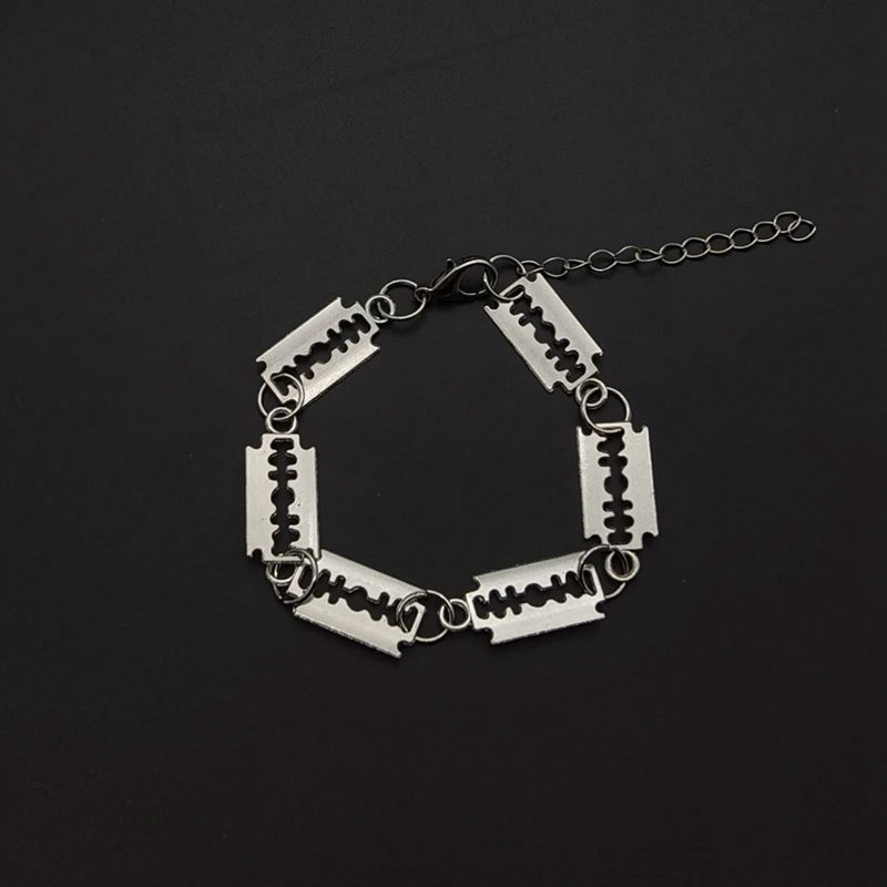 Gothic Razor Blade Bracelet & Pendant Necklace — Stainless Steel