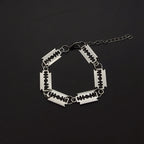 Stainless Steel Blade Razor Bracelet Gothic Punk Men Jewelry Sliver Color Metal Pendant Necklace Hiphop Unique Festival Gift