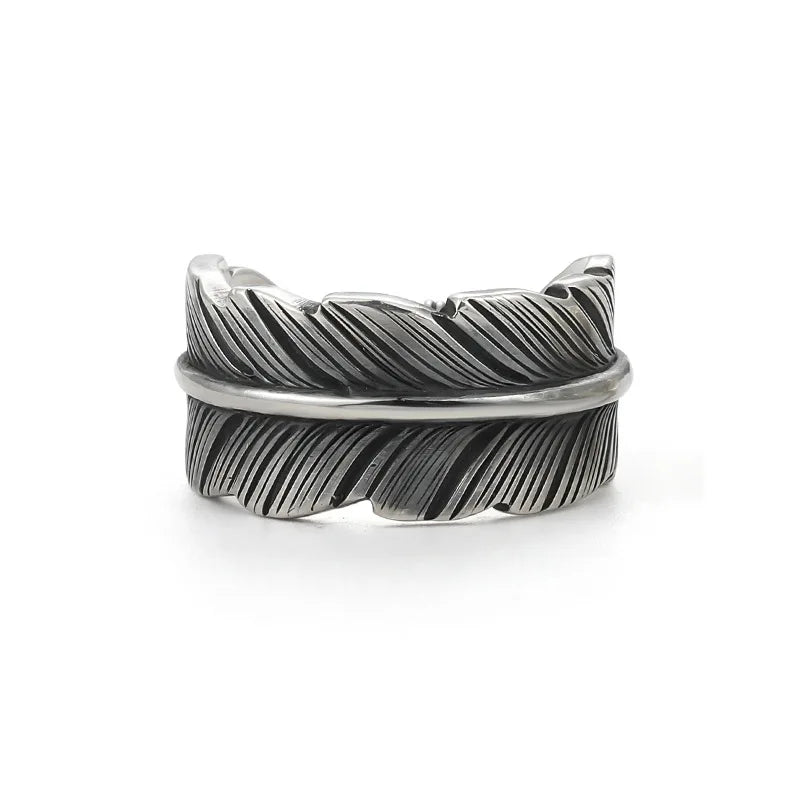 Retro The Guardian Angel Feather Ring For Men Women Punk Gothic Adjustable Open Ring Unisex Jewelry Accessories Gift For Lovers