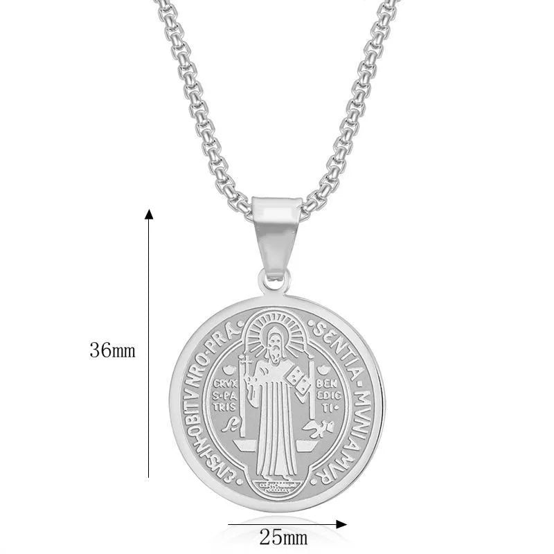 Saint Benedict Steel Pendant 316L San Benito