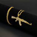 ZAKOL Hiphop&Rock AK47 Rifle&Gun Pendant Necklaces For Men Women Crystal Metal Clavicle Chain Choker Party Daily Jewelry Gifts