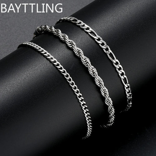 925 Sterling Silver Figaro Chain Bracelet 8"