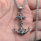 Anchor Compass Rudder Pendant — Stainless Steel