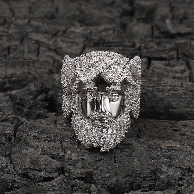 Iced Out CZ Pave Band Ring for Men — Two-Tone, Rapper Band
