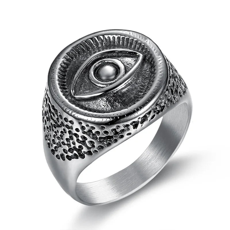 Egyptian Eye of Horus Signet Ring — Stainless Steel