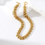 GANEMLY 316L Stainless Steel Metal Cuban Chain Necklace For Women Hip Hop Punk Waterproof 18K Gold Plated Neck Chain Jewelry