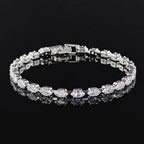 2022 New 18cm Marquise Oval Square Cut Luxury Silver Color on Hand Tennis Bracelet Bangle for Women Party Gift Jewelry