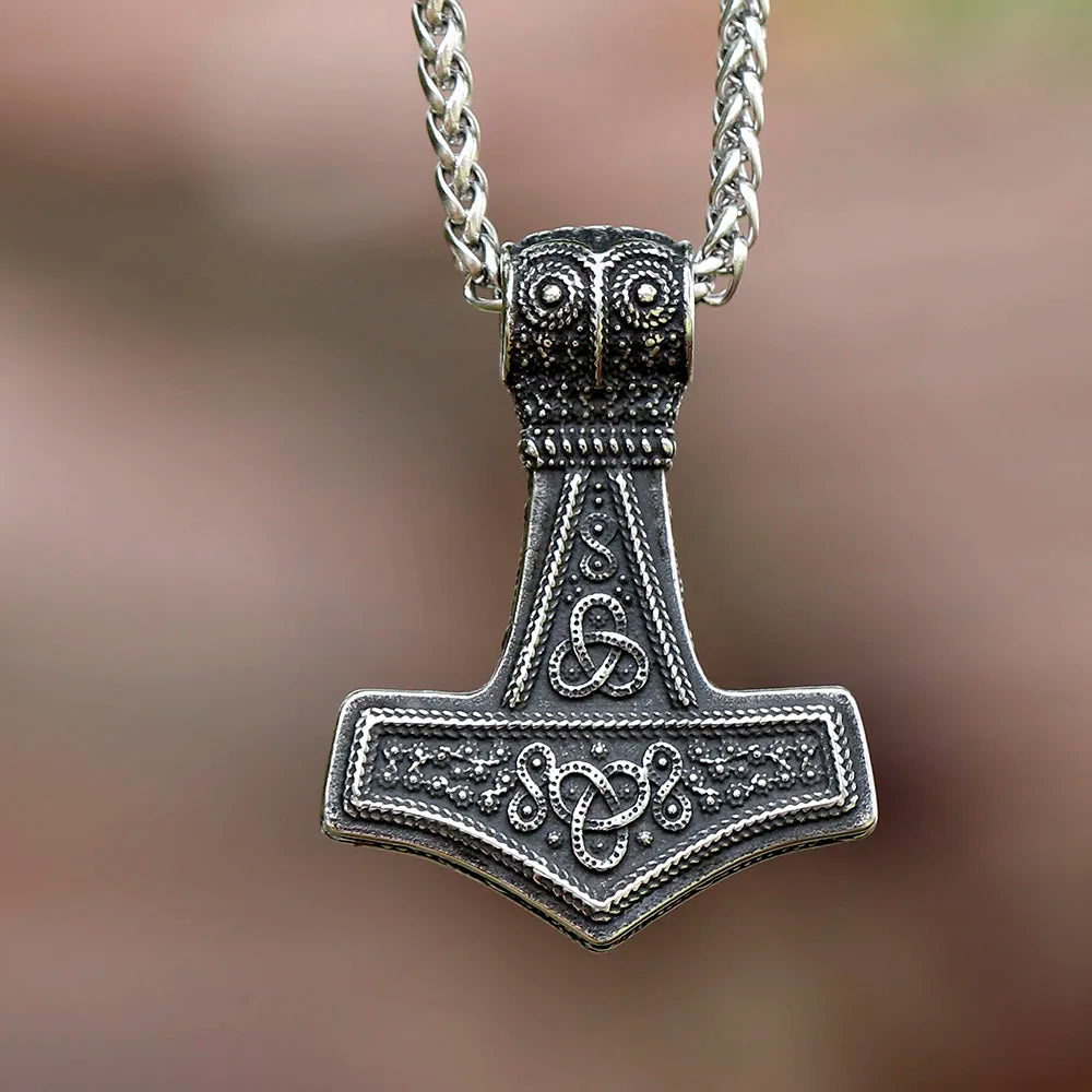 2024 New Fashion Viking Thor's Hammer Pendant Raven Pendant For Men 316L Stainless Steel Jewelry Gift