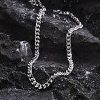 Vnox Never Fade 5mm/6mm/8mm Steel Cuban Chain Necklace for Women Men,Waterproof Silver Color Unisex Miami Curb Link