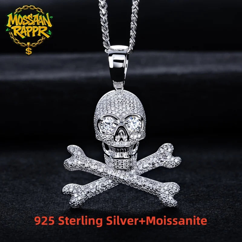 Iced Out Skull Pendant — 925 Silver