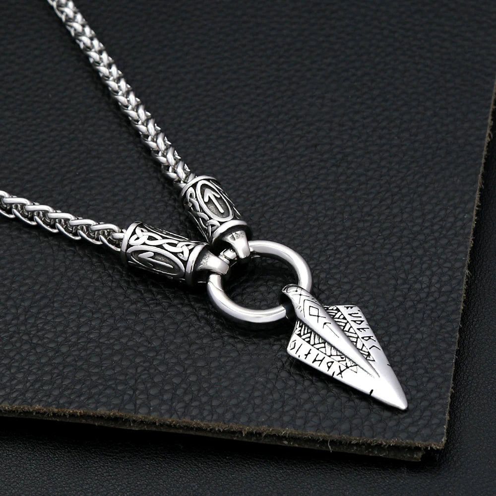 Fashion Vintage Viking Spear Pendant Stainless Steel Norse Rune necklaces For Men Women Unique Amulet Jewelry Gift Dropshipping