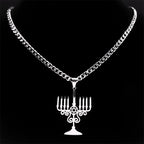 Jewish Menorah Star of David Pendant — SS