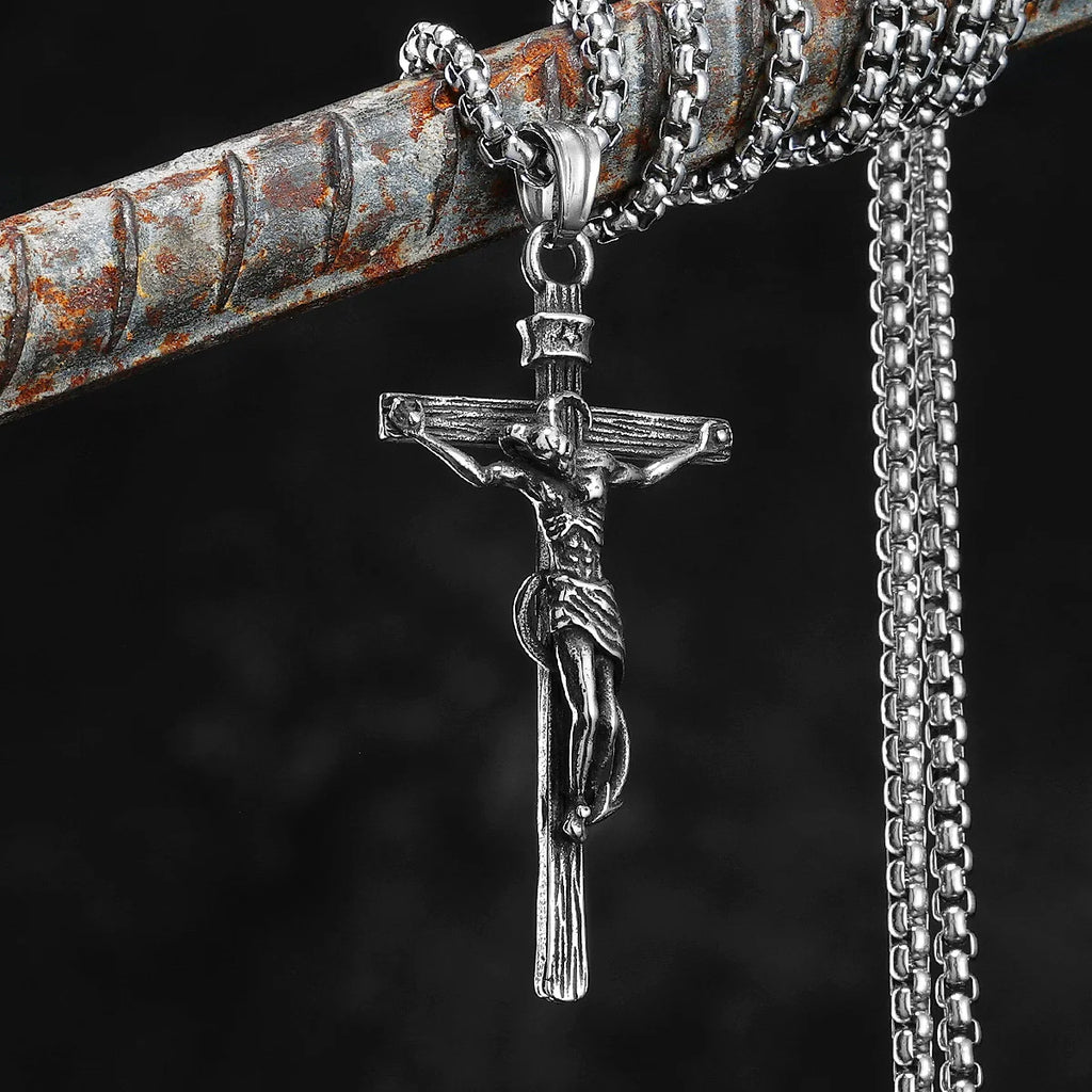 Cross Demon Pendant Necklace Stainless Steel