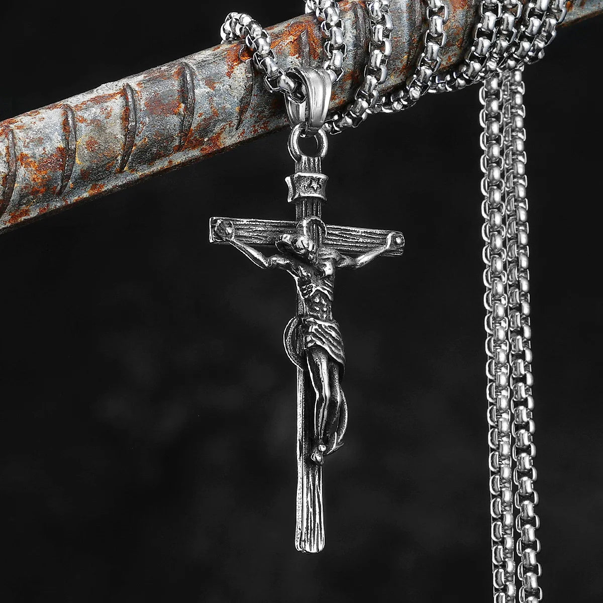 Cross Demon Pendant Necklace Stainless Steel
