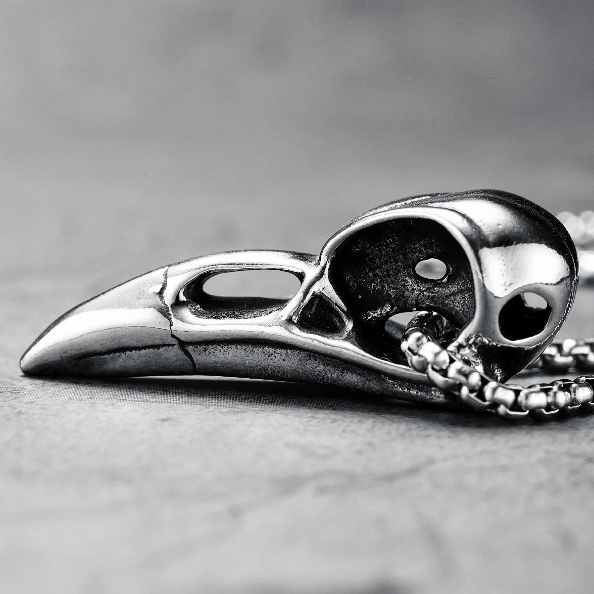 Crow Skull Pirate Pendant Necklace — Stainless Steel