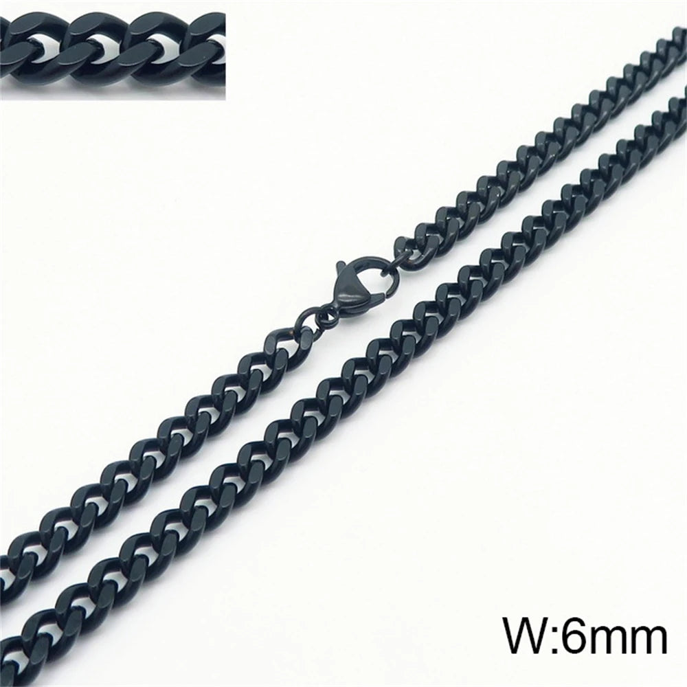 Punk Curb Cuban Link Chain Men Women Stainless Steel Long Necklace Fashion Tide Hip Hop Sweater Accessories Party Jewelry Gifts