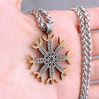 Odin Rune Vegvisir Pendant Necklace — Stainless Steel