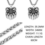 Viking Bear Claw Amulet Pendant Necklace — 316L Stainless Steel