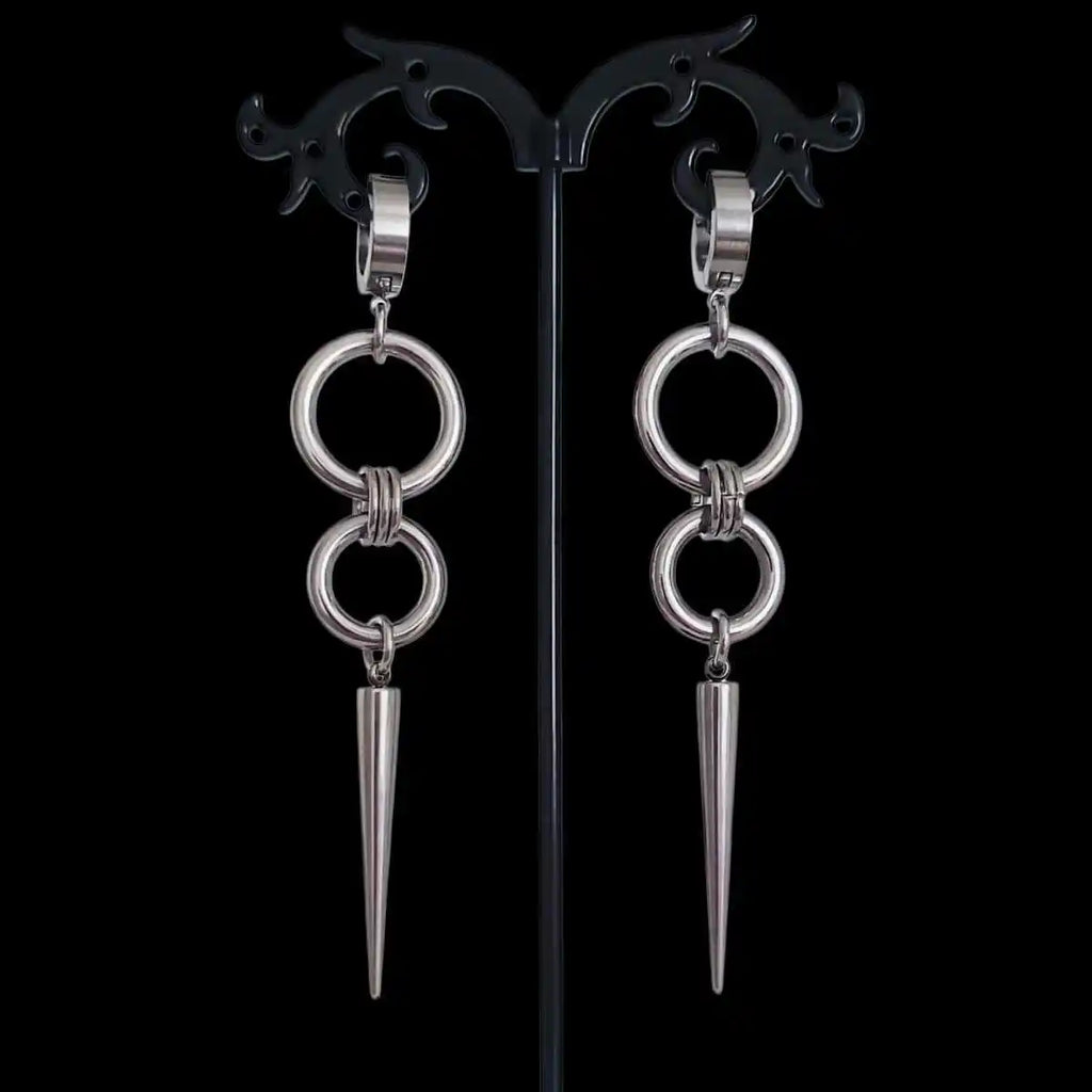 Gothic Spike Rivet Dangle Hoop Earrings Punk Avant-Garde