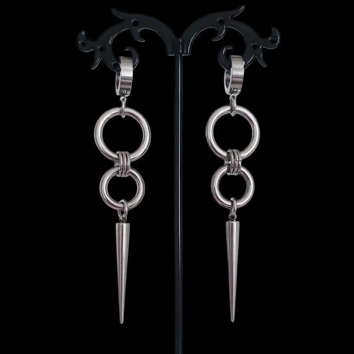 Gothic Spike Rivet Dangle Hoop Earrings Punk Avant-Garde